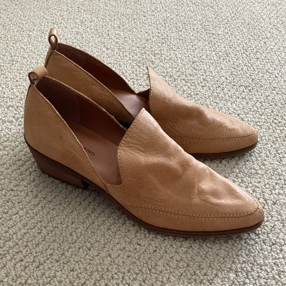 Lucky Brand Genuine Leather Camel Closed Toe Pumps Mules Women’s Size 8 NWOB